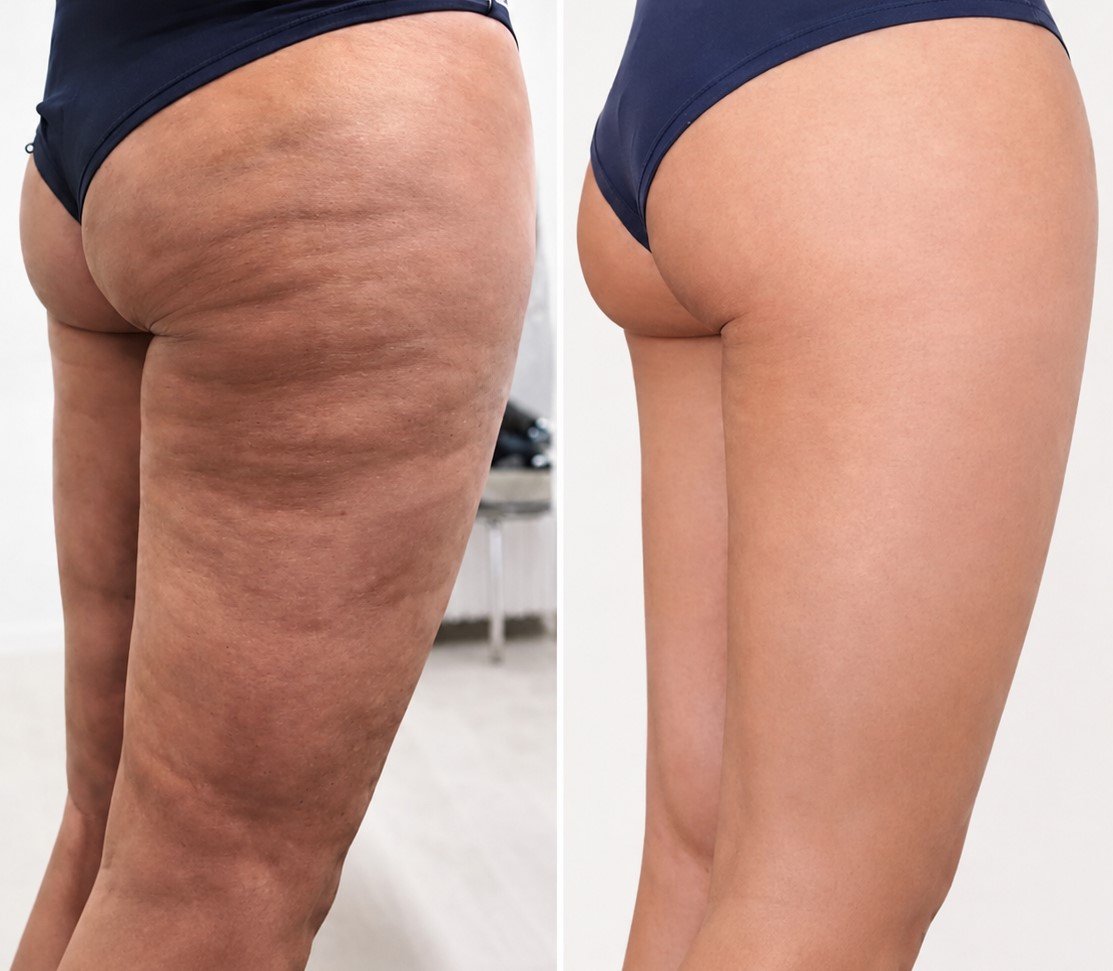 Before and after Cellulite Smoothing Body Therapy treatment